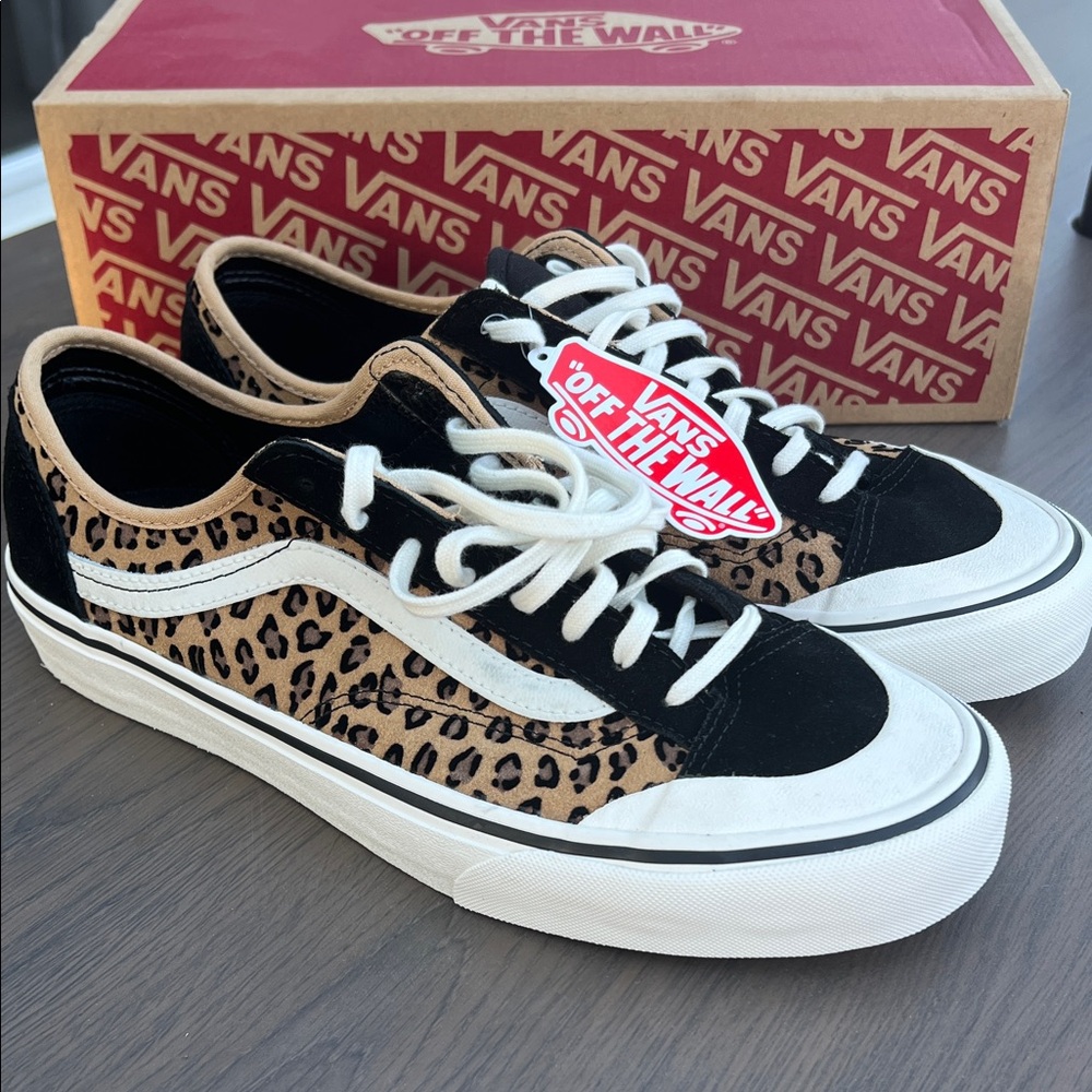 Vans Black and Tan Animal Print Sneakers ultracush